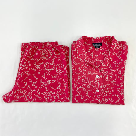 "Women's" ～00's LANDS' END "Heart" "Set Up" Silk Shirt Pants