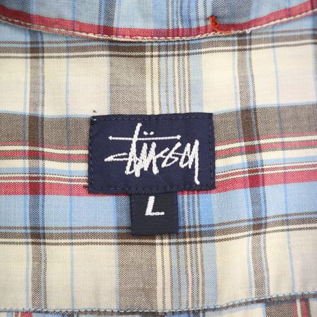 90's OLD STUSSY マドラス チェック ボタンダウン シャツ Lサイズ USA製