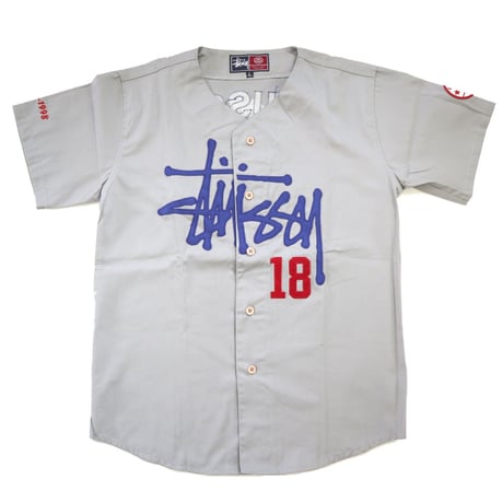 90’s OLD STUSSY Baseball Shirt "STUSSY 18" GREY Lサイズ