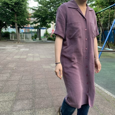 "Women's" ～90's Jones New York Dress オープンカラー シルク シャツ ワンピース