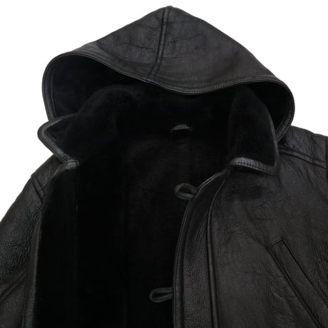 "All Black" 90's～ Mouton Leather Sherpa Duffle Coat