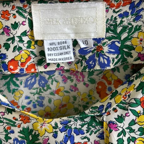 ～90's SILK STUDIO Frower Print Silk One Piece