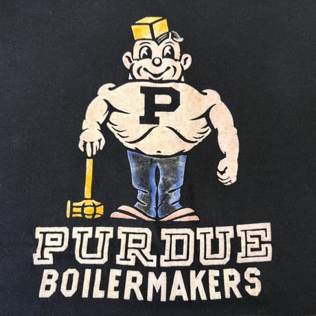 "Special" 80's Collegiate Pacific "PURDUE" Color Flocky Tシャツ Lサイズ USA製