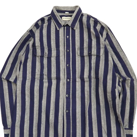 80's～ ST John's Bay "Stripe" Flannel Shirt XLサイズ USA製