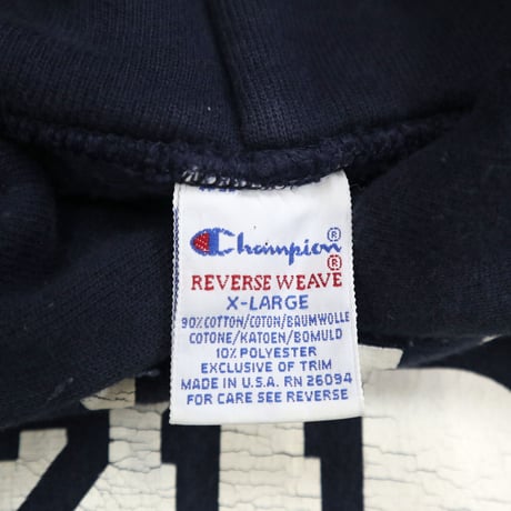 90’s CHAMPION RW SWEAT PARKA "DENISON 211" Navy XLサイズ USA製