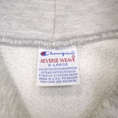 90's CHAMPION RW SWEAT PARKA "BOSTON COLLEGE" 染み込み プリント XLサイズ USA製