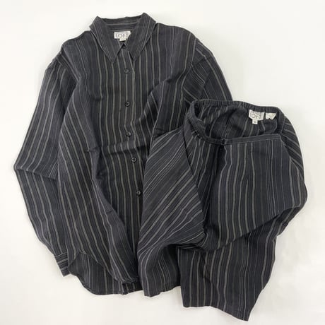 "Women's" ～00's Ann Taylor Loft "Set Up" Pin Stripe Linen Shirt Short Pants USA製