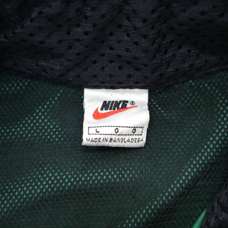 90's NIKE "Zip Logo" Nylon Pull Over Jacket GREEN Lサイズ