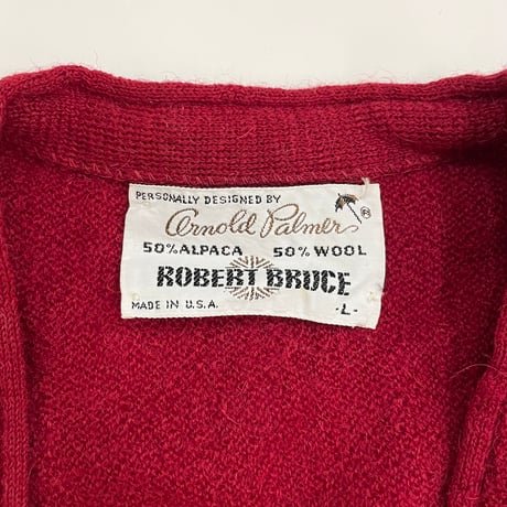 70's Robert Bruce × Arnold Palmer Alpaca Wool Cardigan Lサイズ USA製
