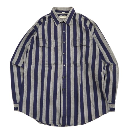 80's～ ST John's Bay "Stripe" Flannel Shirt XLサイズ USA製