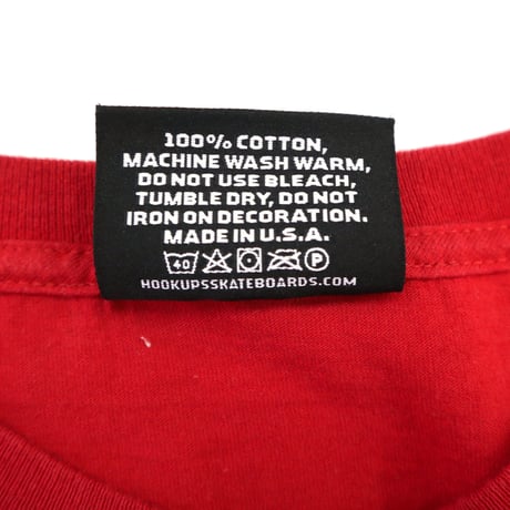 ～00's HOOK UPS skateboards プリント Tシャツ Red XLサイズ USA製