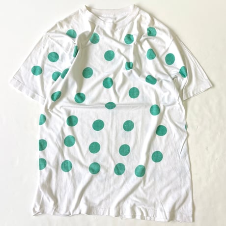 ～90's unknown "Polka Dot" "染み込み" Tシャツ (fits XL)