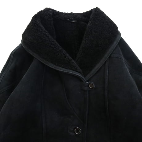 "All Black" unknown Sheepskin Mouton Sherpa Jacket URUGUAY製
