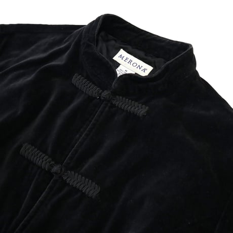 90's～ MERONA "Velor" China Jacket Black Mサイズ HONG KONG製
