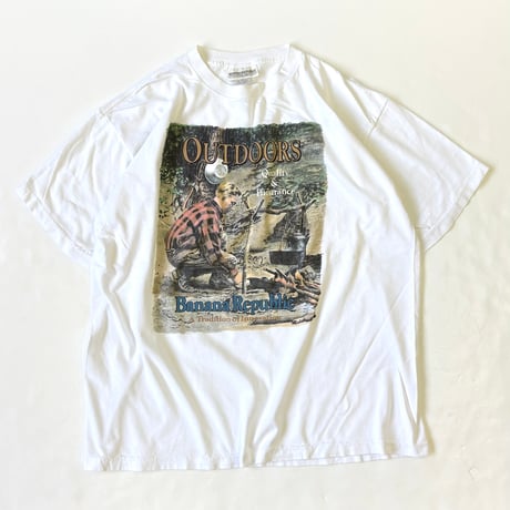 80's～ OLD Banana Republic "Outdoors" Tシャツ Mサイズ USA製