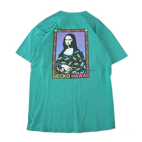 90's Gecko Hawaii "Mona Lisa Parody" 両面 プリント Tシャツ