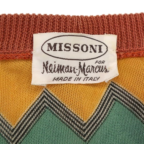 "Women's" MISSONI 幾何柄ボーダー サマーニット カーディガン Lサイズ ITALY製