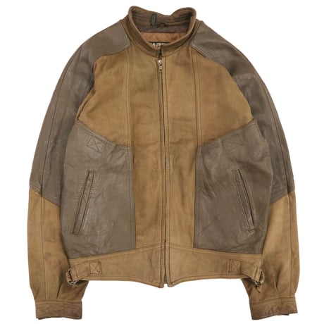 "Women's" 80's～90's Pig&Cow Leather Jacket Brown×Brown Mサイズ