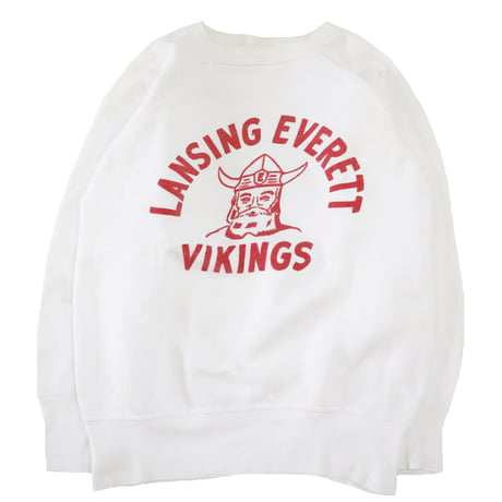 60's "LANSING EVERETT VIKINGS" 染み込み プリント スウェット Mサイズ