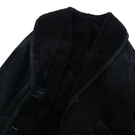 "All Black" unknown Sheepskin Mouton Sherpa Jacket URUGUAY製