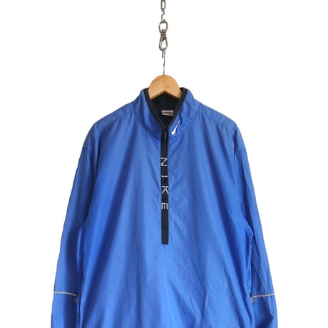 90's NIKE "Zip-Logo" ナイロン プルオーバー ジャケット BLUE XLサイズ