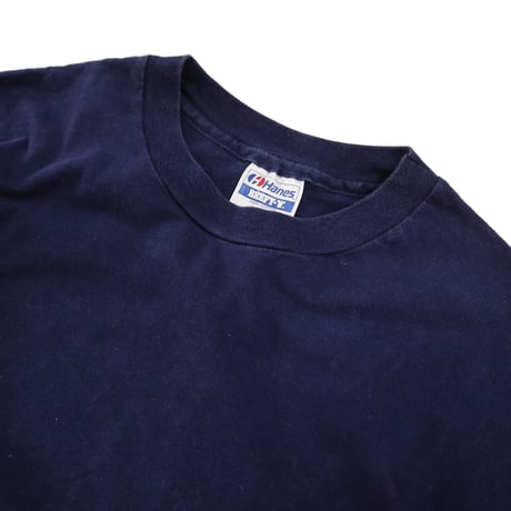80's～ Hanes "Solid Navy" LS Tシャツ XLサイズ USA製
