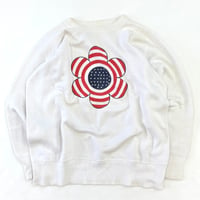 "Big Size" 60's unknown "America Flag Flower" Water Print Sweat