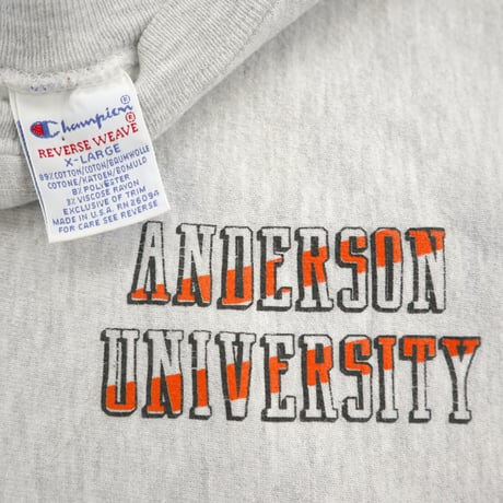 90's CHAMPION RW SWEAT "ANDERSON UNIVERSITY" 両面 プリント XLサイズ USA製