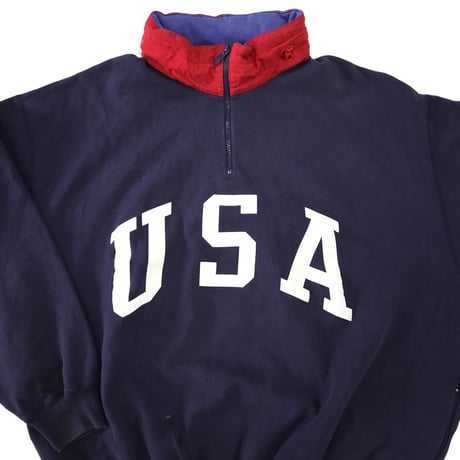 90's Polo Ralph Lauren ハーフZIP スウェット パーカー Lサイズ