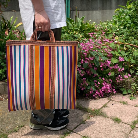 'New' Ethnic Random-Stripe Mesh Tote Bag