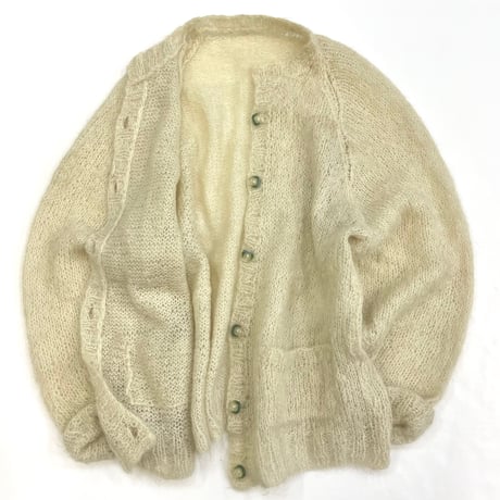 "Women's" "Big Size" Clear Button Low Gauge Mohair Cardigan
