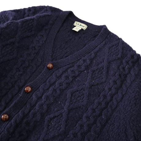 "Big Size" 80's～90's L.L. Bean Wool Aran Cardigan Sweater XLサイズ IRELAND製