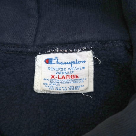80's CHAMPION RW SWEAT PARKA "UCD CREW" 両面 プリント Navy XLサイズ USA製