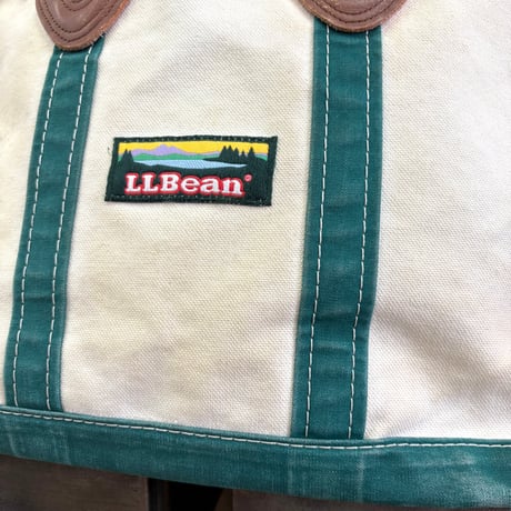 80's～90's L.L. Bean "1色タグ" "Leather Handle" "Zip Top" BOAT AND TOTE Canvas Bag