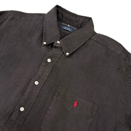 90's Ralph Lauren "BLAIRE" "Black Fade" Linen BD Shirt XLサイズ