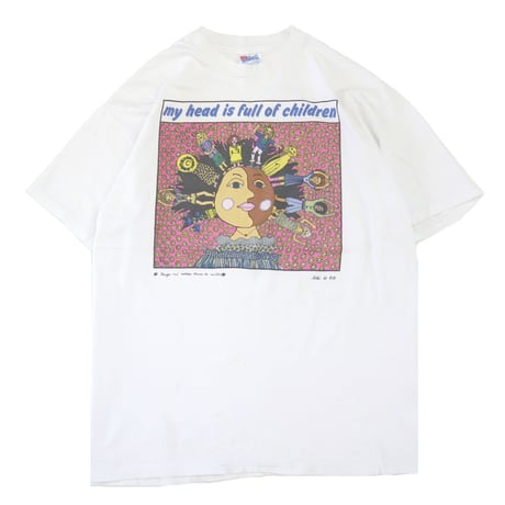 80's～ Hanes "my head is full of children ☯" プリント Tシャツ XLサイズ USA製