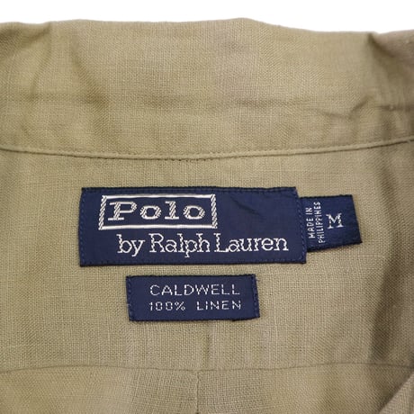 90's～ Polo Ralph Lauren "CALDWELL" "No Pony" Linen Open Collar Shirt Mサイズ