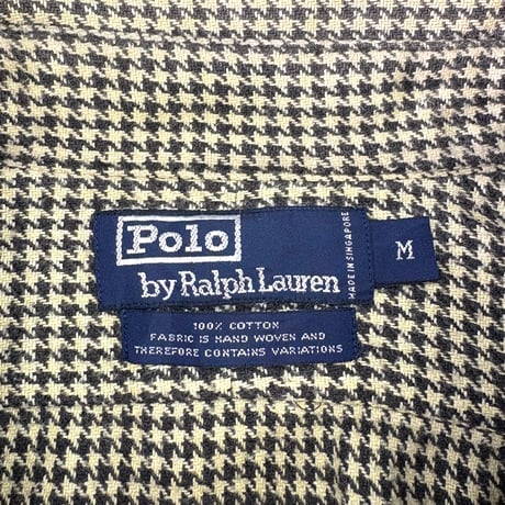90's Polo Ralph Lauren "No Pony" "Hounds tooth" Cotton Shirt Mサイズ