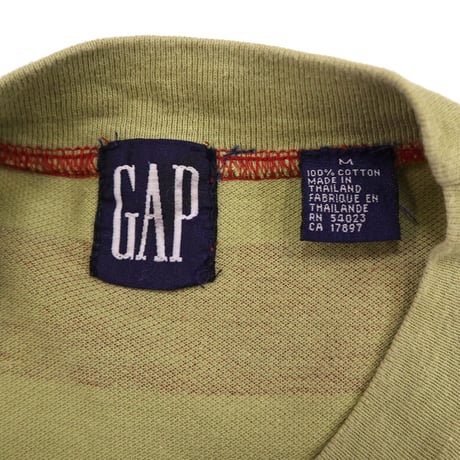 90's～ OLD GAP "鹿の子" Border Pocket Tee Mサイズ