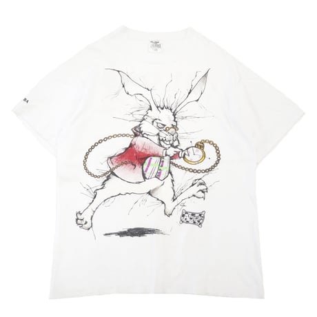 90's ANDAZIA Alice in Wonderland "白ウサギ" プリント Tシャツ Lサイズ USA製