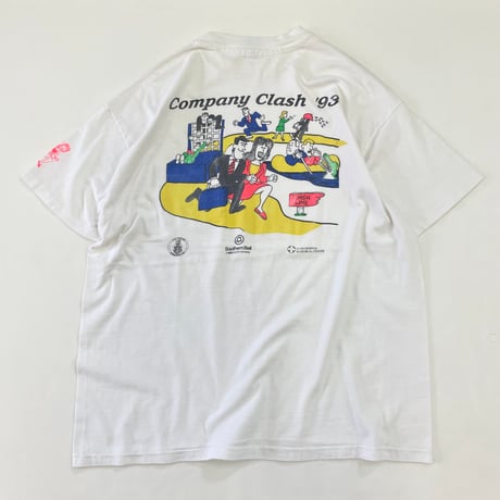 90's Hanes "Company Clash 93" 3面 プリント Pocket Tee XLサイズ USA製