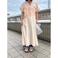 70's～80's NINA PICCALINO Open Collar Rayon One Piece