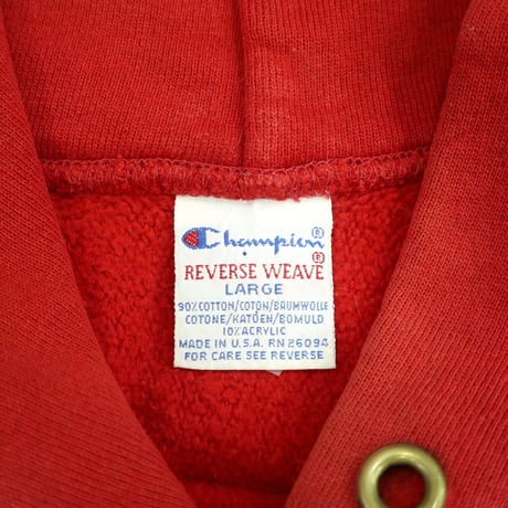 90's CHAMPION RW SWEAT PARKA Solid Red Lサイズ USA製