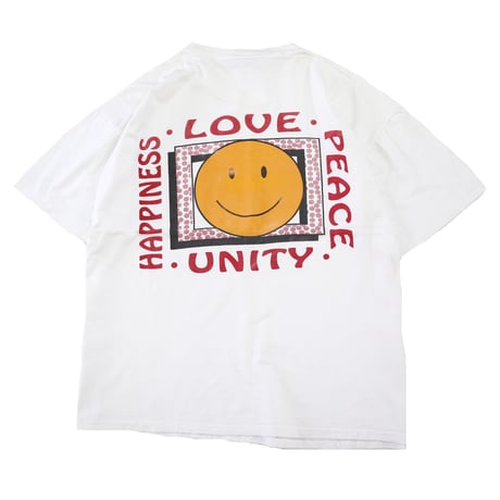 90's "LOVE PEACE☺" バック プリント ポケット Tシャツ XLサイズ USA製