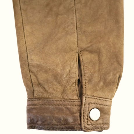 "Women's" 80's～90's Pig&Cow Leather Jacket Brown×Brown Mサイズ