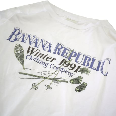 ～90's OLD Banana Republic "Winter1991" LS Tシャツ USA製
