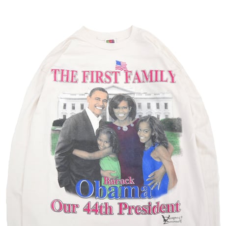 00's Fruit of the loom "Obama" 両面 プリント LS Tシャツ XLサイズ