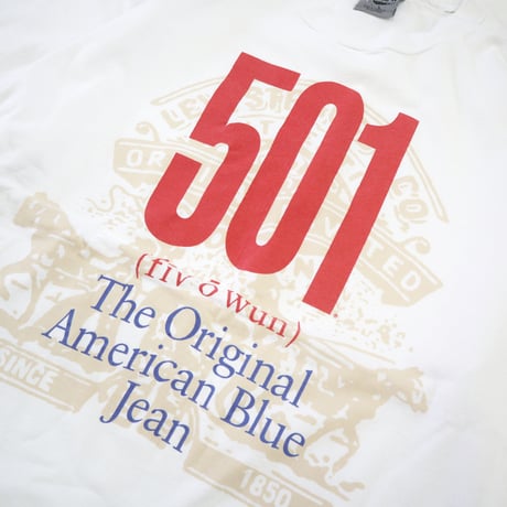 90's Levi's silver Tab "501" プリント Tシャツ  Lサイズ USA製