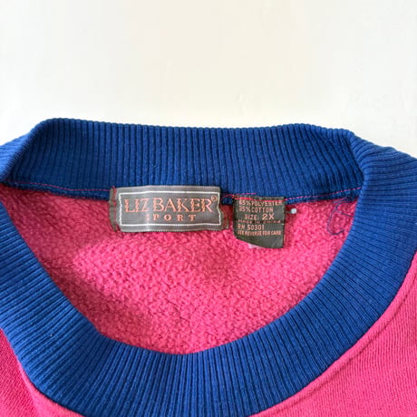90's～ Liz Baker Sport Tricolor Sweat Tops 2Xサイズ