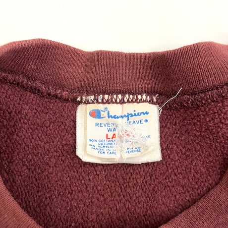 80's CHAMPION RW SWEAT "完全目なし" Solid Burgundy Lサイズ USA製